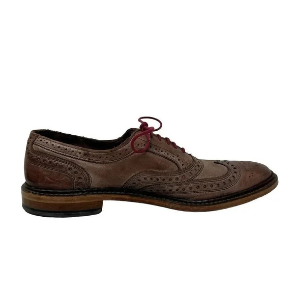 Allen Edmonds Mens Neumok Oxford Size 9.5 B Wingtip Brogue Brown Leather Shoe - Picture 7 of 14